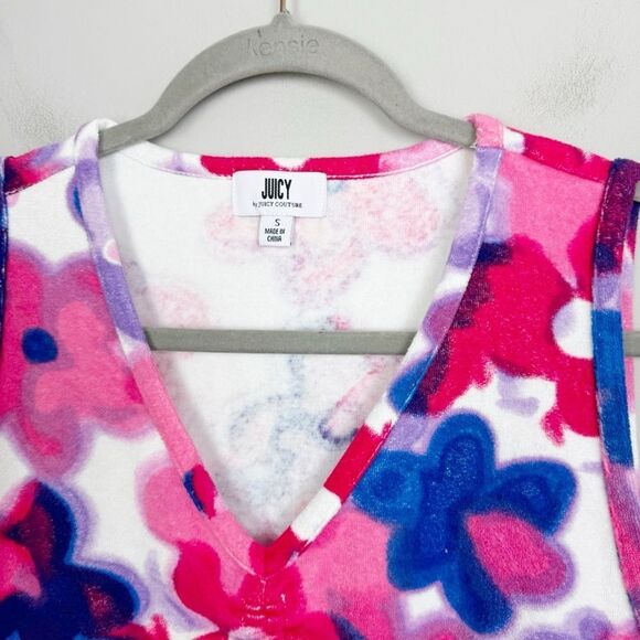 JUICY COUTURE | Terry Cinched Floral Cropped Tank Top Women’s Size Small NEW!! - Picture 5 of 10